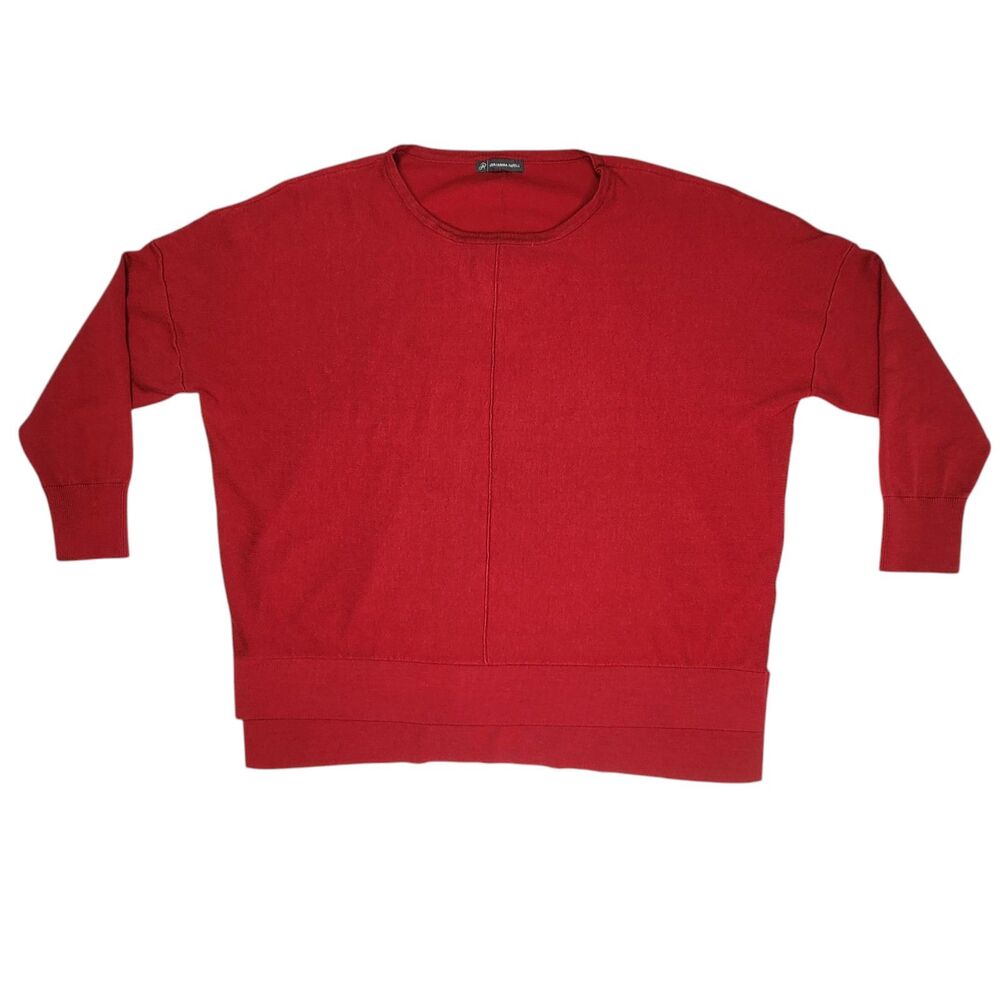 Adrianna Papell Sweater Womens Oversized Red Jumper Tunic Vented High Low Hem